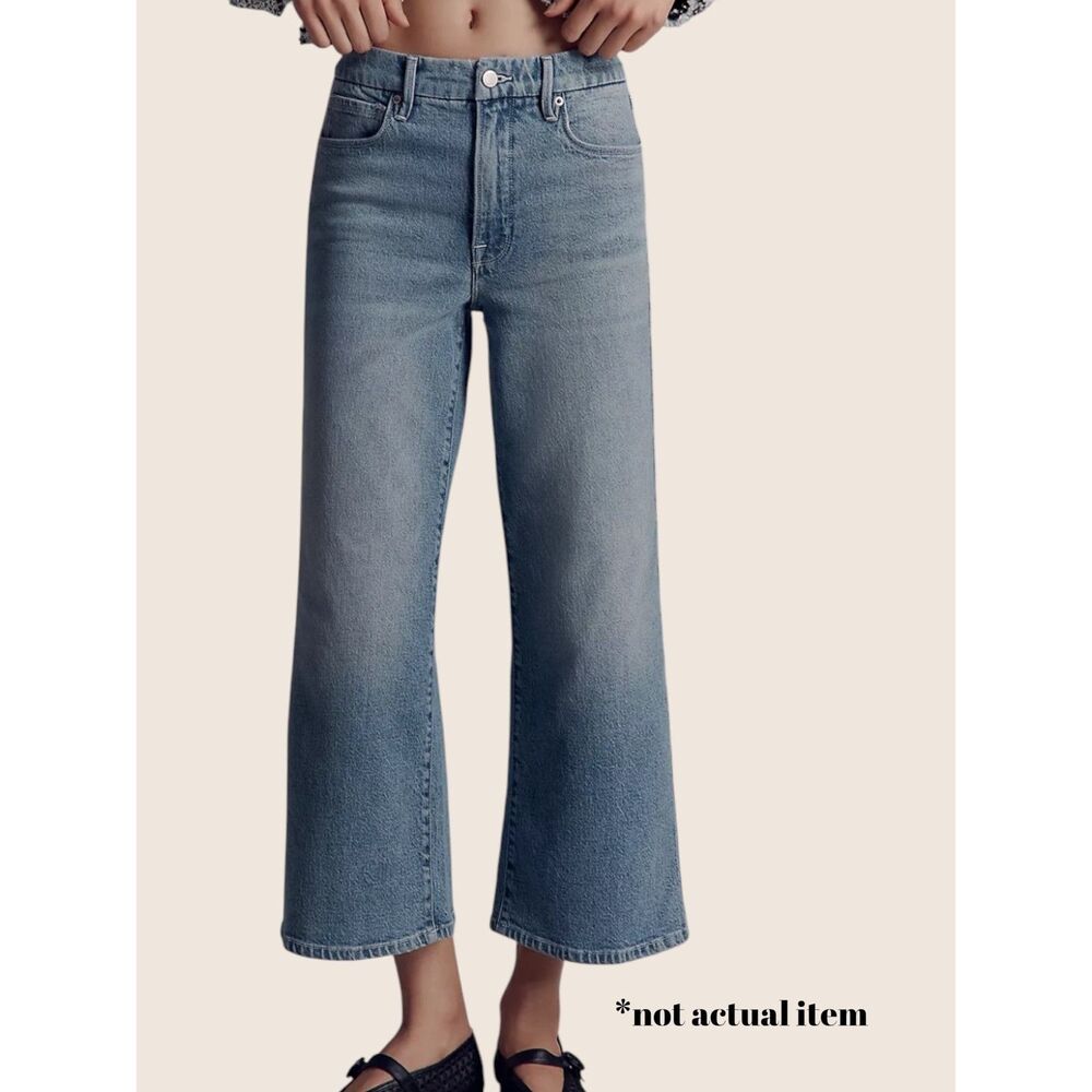👖 GOOD AMERICAN x ANTHROPOLOGIE GOOD WAIST HIGH RISE PALAZZO CROP JEANS 4/27